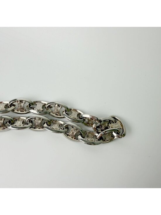 Celine Vintage Triomphe Chain Belt Plated Silver main image 7